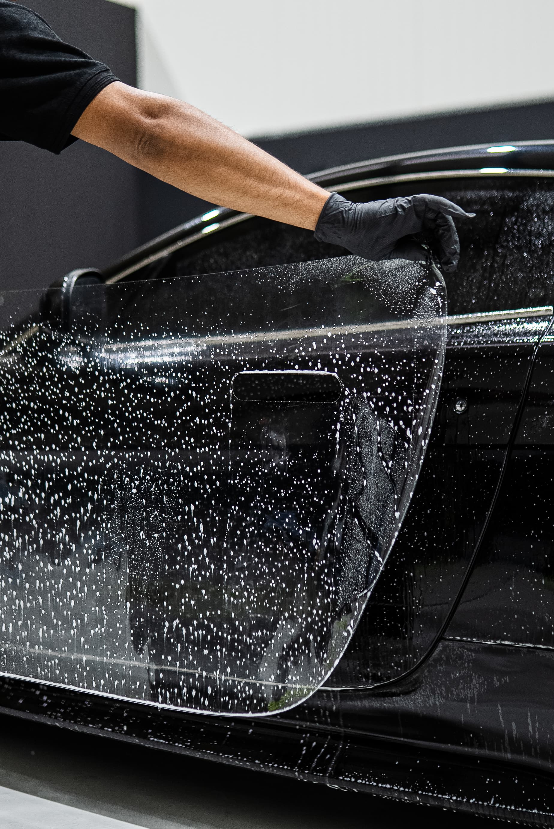 Precision-cut paint protection film edge during installation at ASV Phantom Dubai