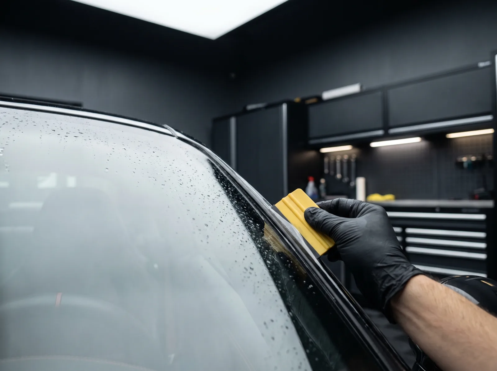 04 Squeegee Finishing Windshield Film — Windshield Protection at ASV Phantom Dubai